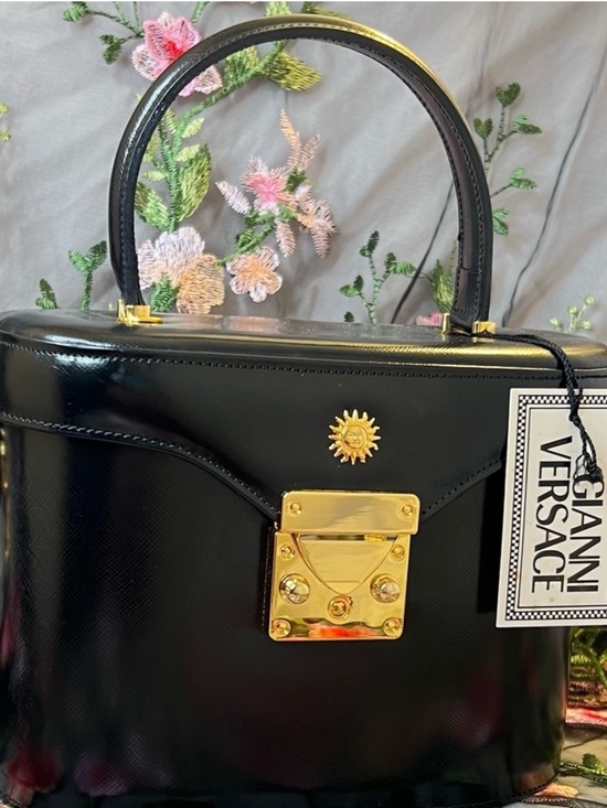Versace Handbags - NWT! VERSACE Vanity Bag in Shiny Black Calfskin with Gold Hardware